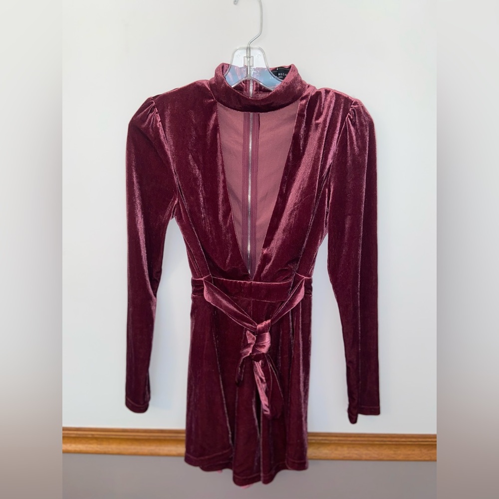 Fancy maroon romper, Akira, Size M